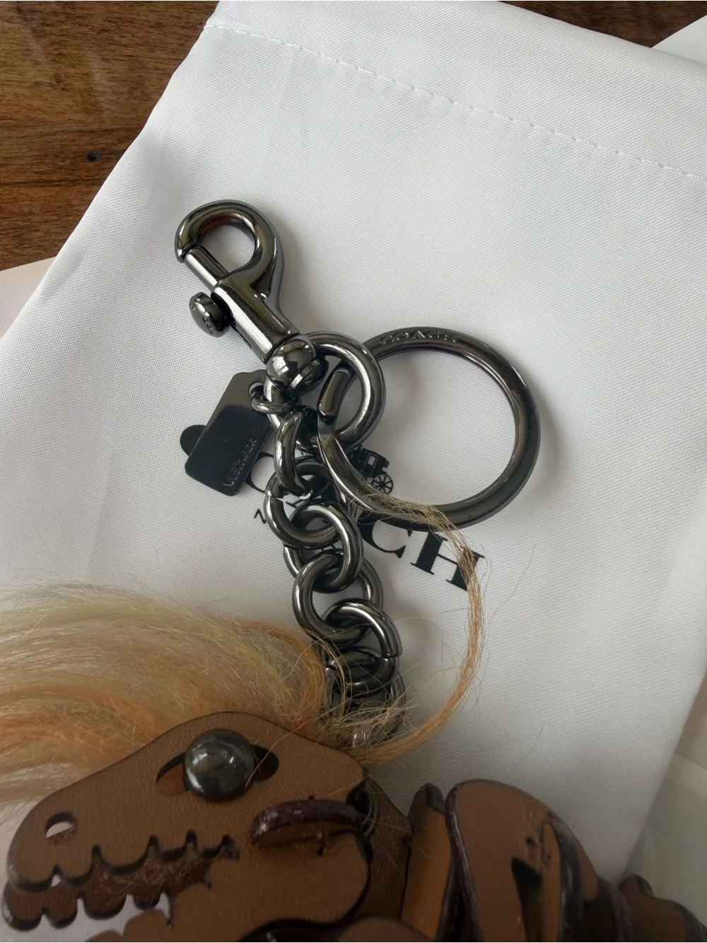 Coach Rexie Leather Bag Charm / keychain new with dust bag& gift box ! Limit ed.